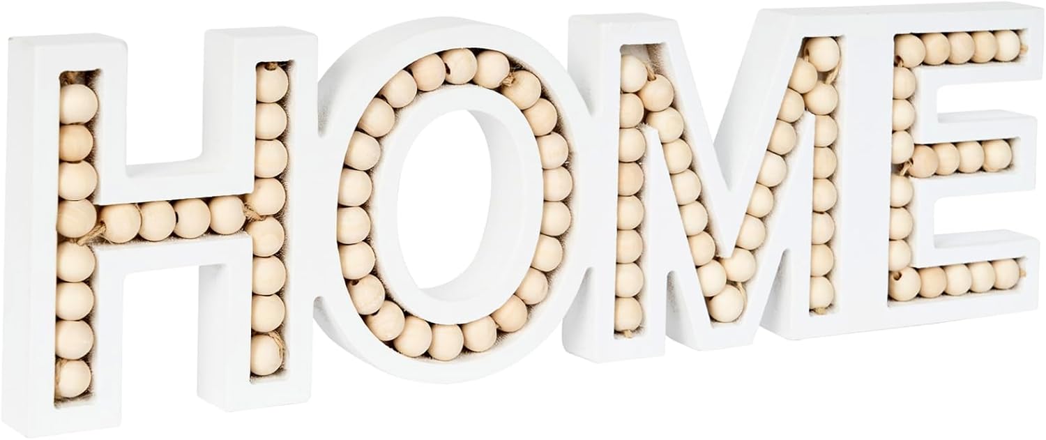 OMISHE HOME Sign for Tabletop or Wall Hanging, Freestanding Rustic Beaded Home Letters for Farmhouse Home Table Decor, Gift for Birthday, Mothers Day, Fathers Day, Wedding, Housewarming