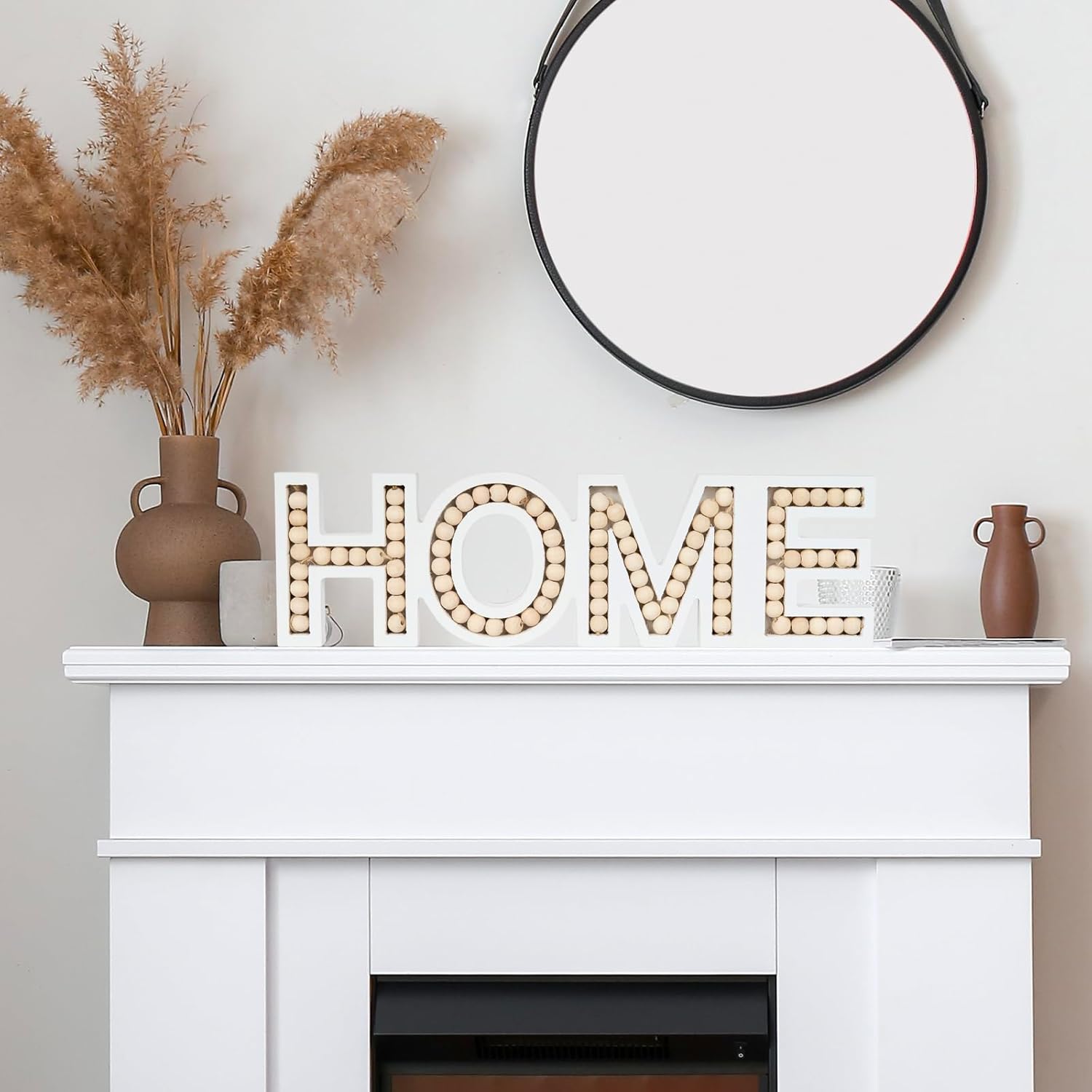 OMISHE HOME Sign for Tabletop or Wall Hanging, Freestanding Rustic Beaded Home Letters for Farmhouse Home Table Decor, Gift for Birthday, Mothers Day, Fathers Day, Wedding, Housewarming