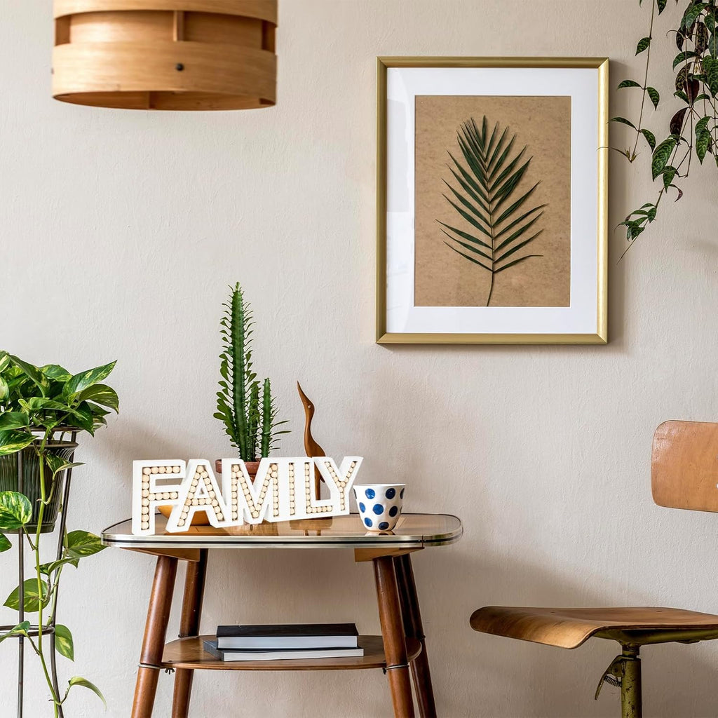 OMISHE Family Sign for Tabletop or Wall Hanging, Freestanding Rustic Beaded Family Letters for Farmhouse Home Table Decor, Gift for Birthday, Mothers Day, Fathers Day, Wedding, Valentine, Thanksgiving